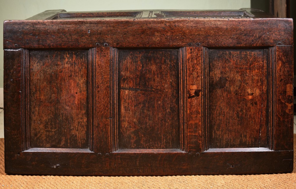 Early 17th Century Joined Oak Chest or Coffer View V