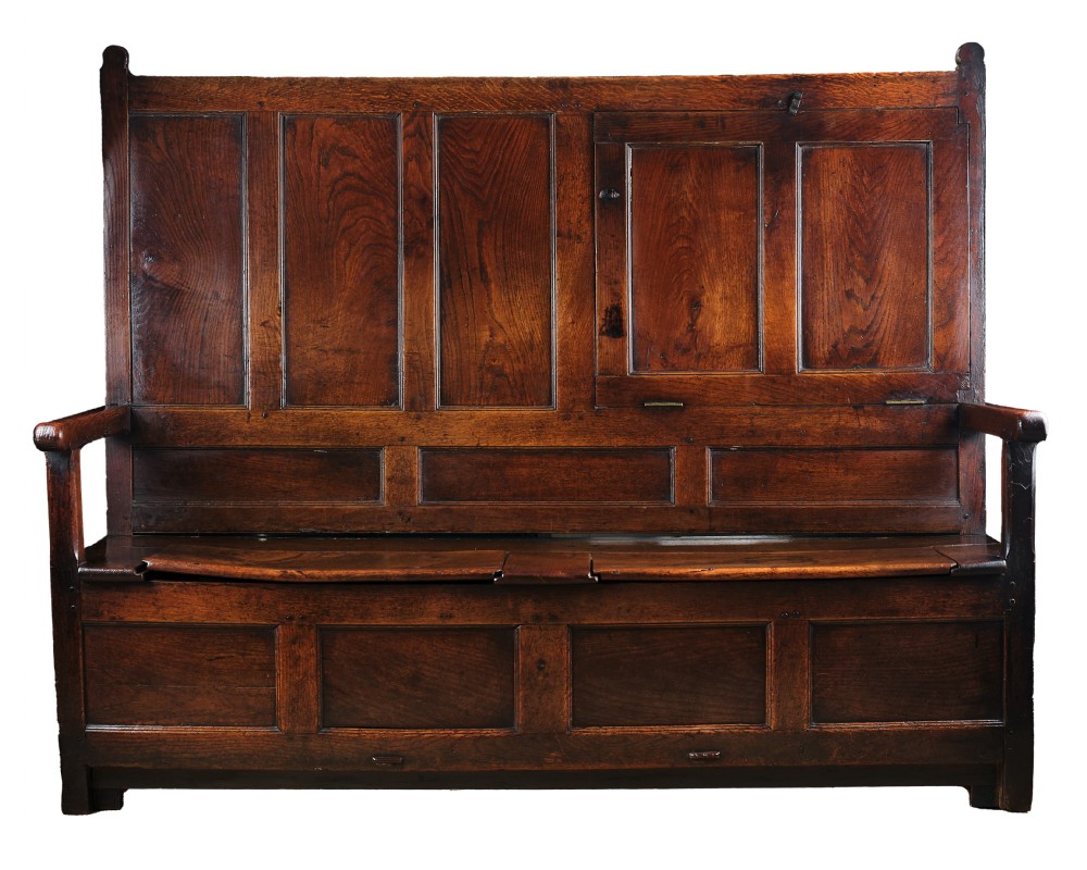 Unusual Georgian Oak Table Settle from Carmarthenshire