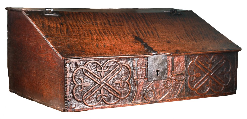 Dated, Initialled and Carved Oak Desk Box View III