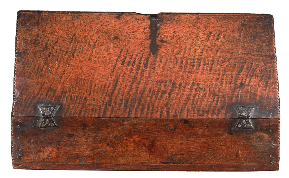 Dated, Initialled and Carved Oak Desk Box View IV