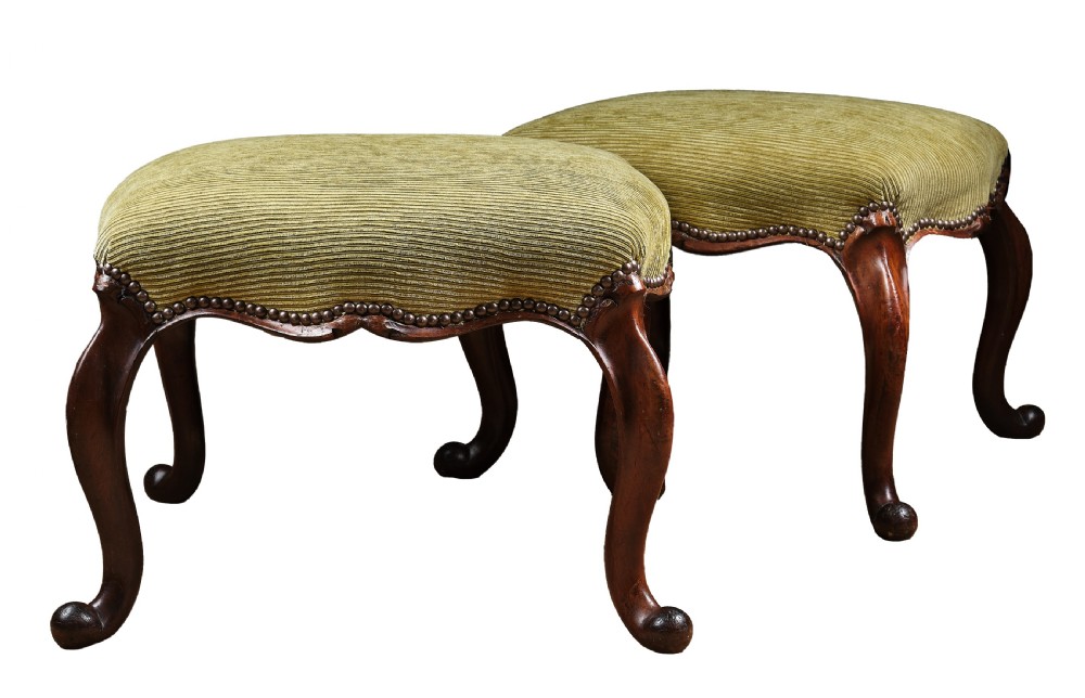 Rare Pair of Victorian Mahogany Stools