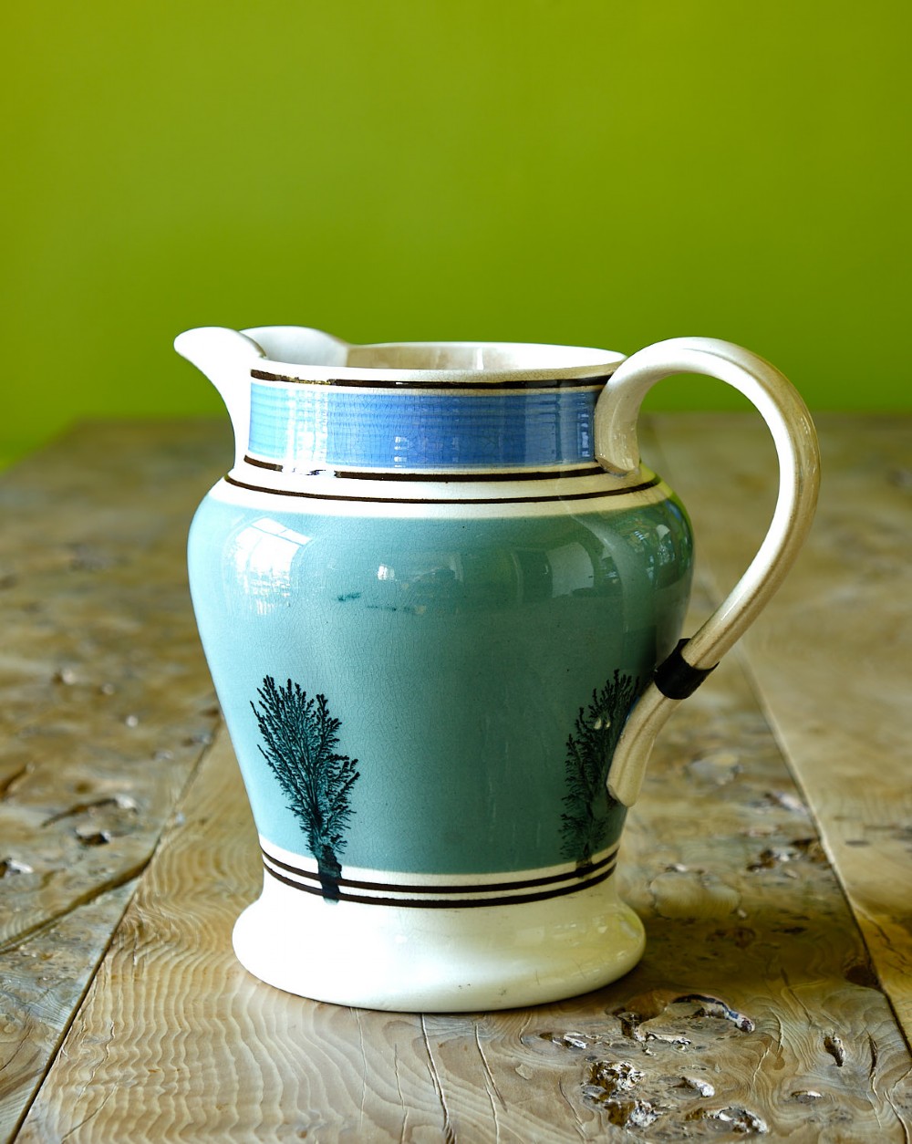 Victorian Pottery Half Gallon Capacity Llanelli Mochaware Jug