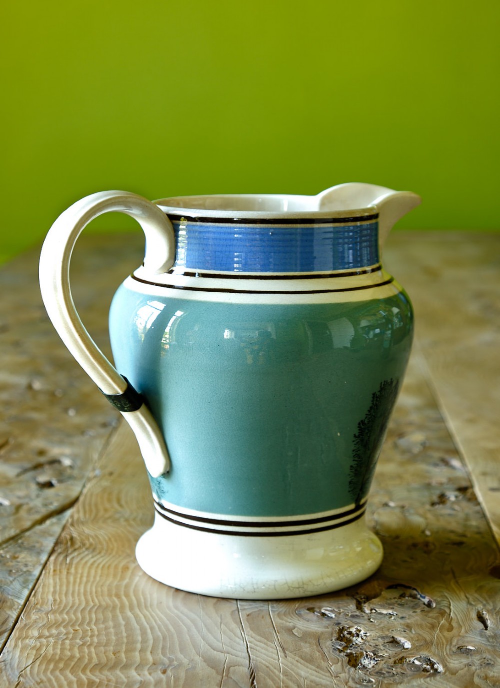 Victorian Pottery Half Gallon Capacity Llanelli Mochaware Jug View II