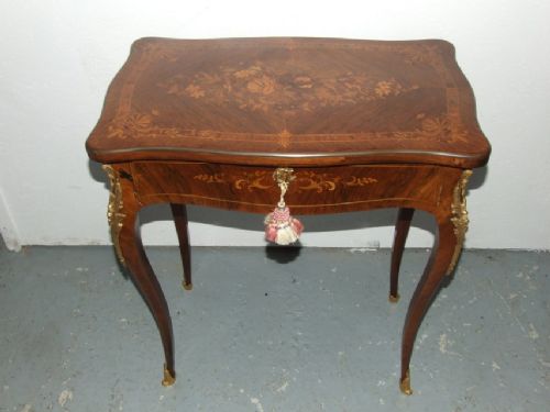 Rosewood & Marquetry Work Table / Dressing Table