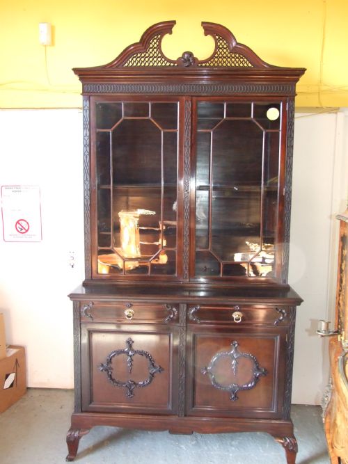 Mahogany Two Door Bookcase in the Manor of Chippendale