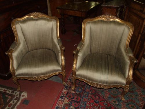Fantastic Pair of French Giltwood Fauteuil/ Chairs