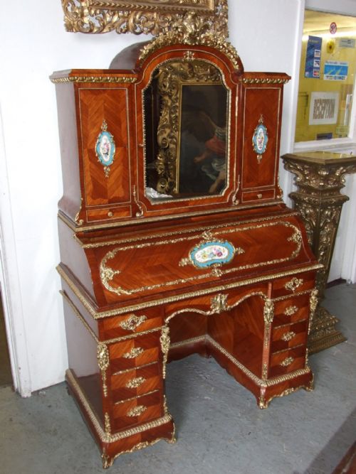 A French Kingwood Ormolu & Porcelain Mounted Ladies Desk