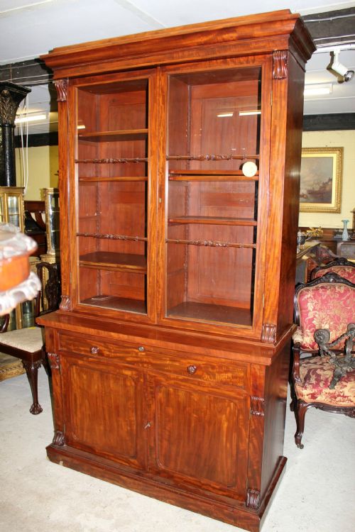 A William IV Mahogany 2 Door Secretaire Bookcase