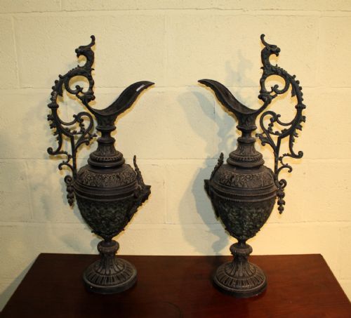 A Pair of Bronze Ewer/urns in the Baroque Manor