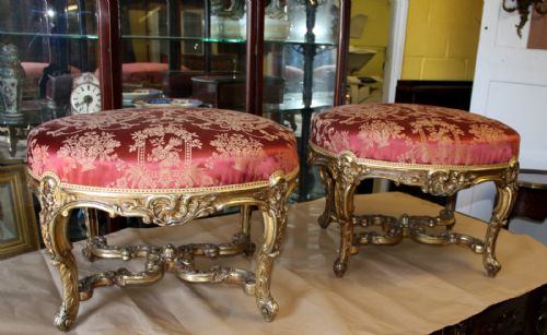A Pair of Giltwood Rococo Stools