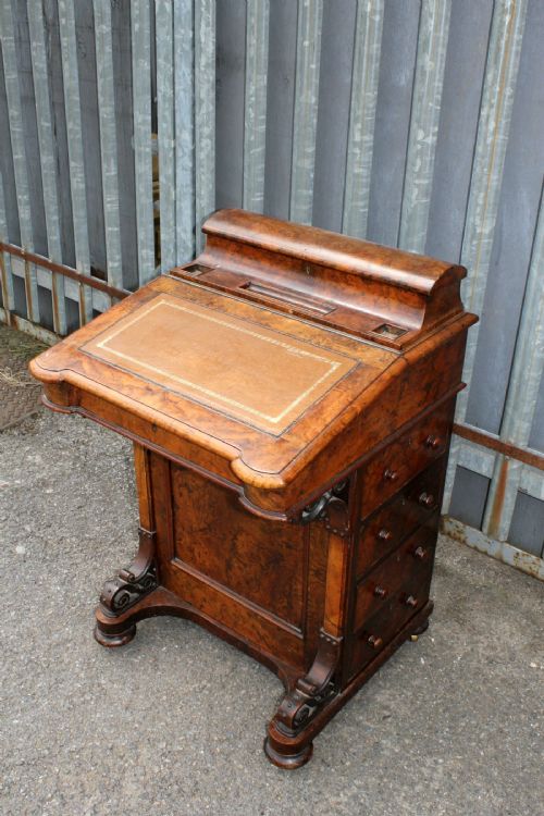 Antique Victorian Burr Walnut Davenport