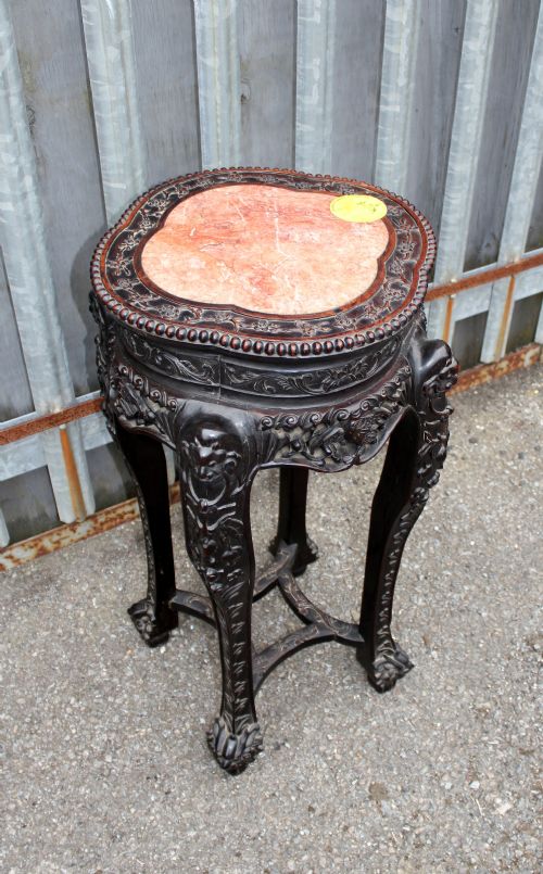 A Chinese Carved Hardwood Jardiniere Stand