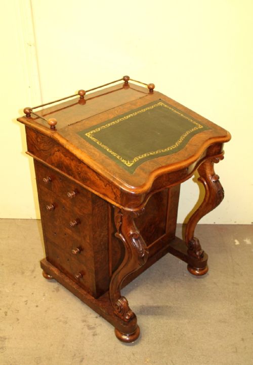 A Victorian Burr Walnut Davenport