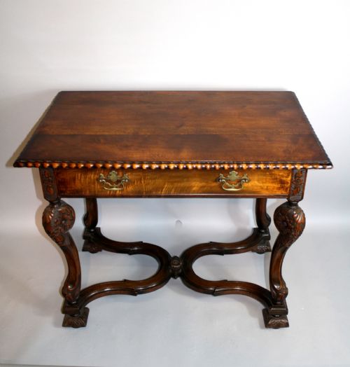 A William & Mary Style Walnut Carved Side Table