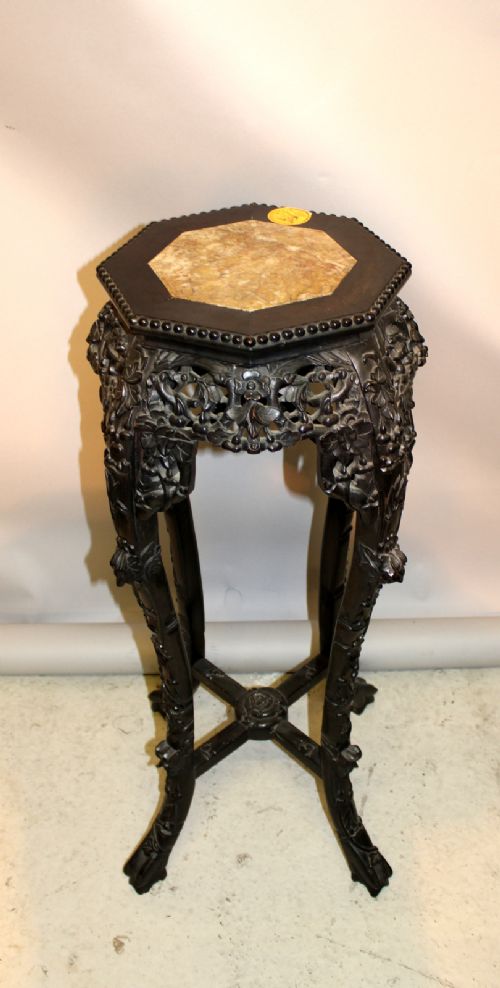 19th Century Hardwood & Marble Chinese Stand