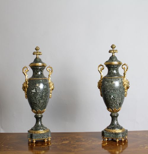 Pair of Ormolu & Marble Urns