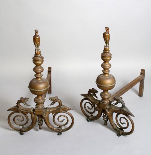 A Fantastic Pair of Mid 19th Century Fire Dogs/andirons of Large Proportions