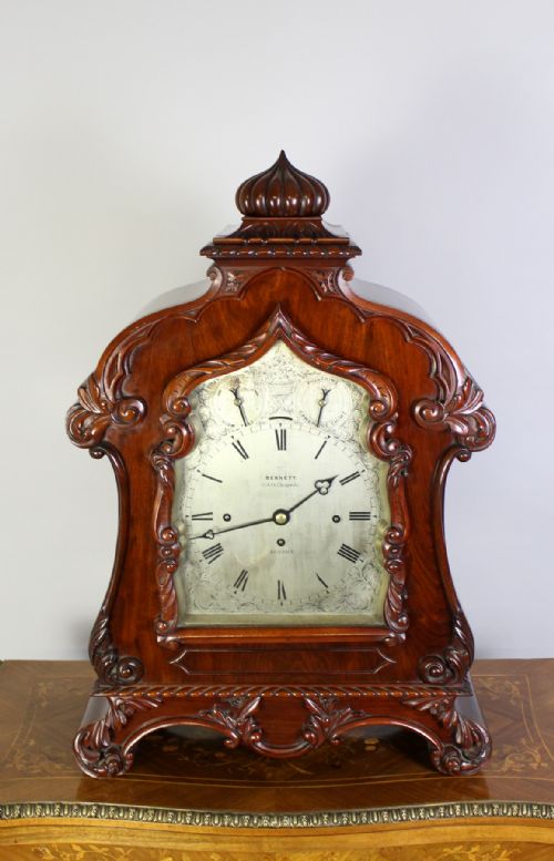 A Large Victorian Mahogany Bracket Clock by John Bennett of Cheapside London