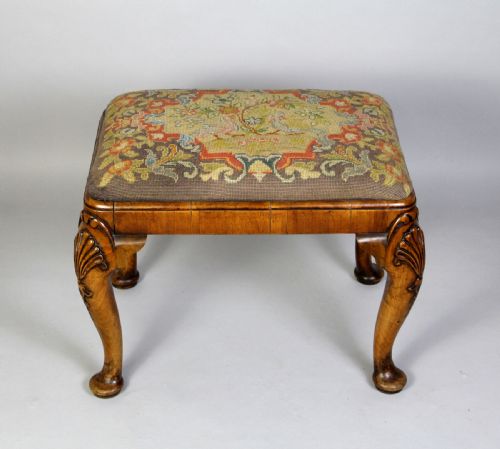 A Queen Anne Style Walnut Stool