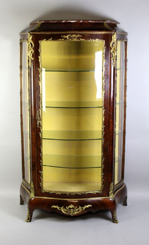 A Lovely French Bowfront Kingwood & Ormolu Mounted Vitrine Cabinet