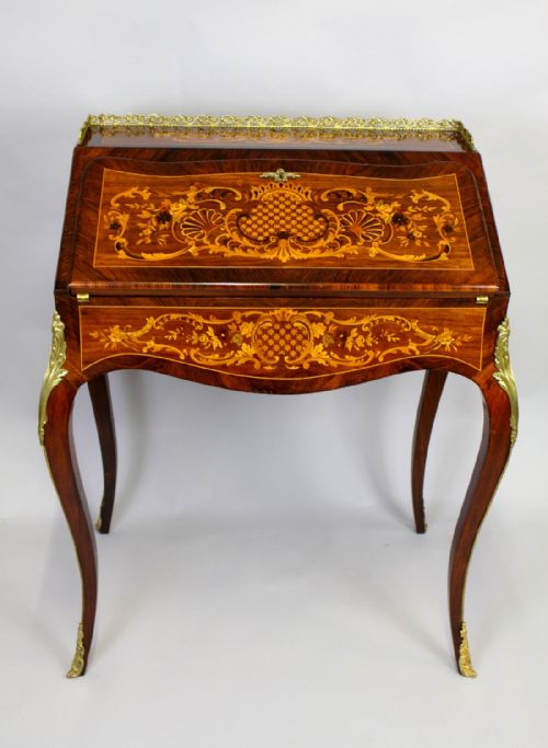 A French Rosewood and Marquetry Bureau De Dame