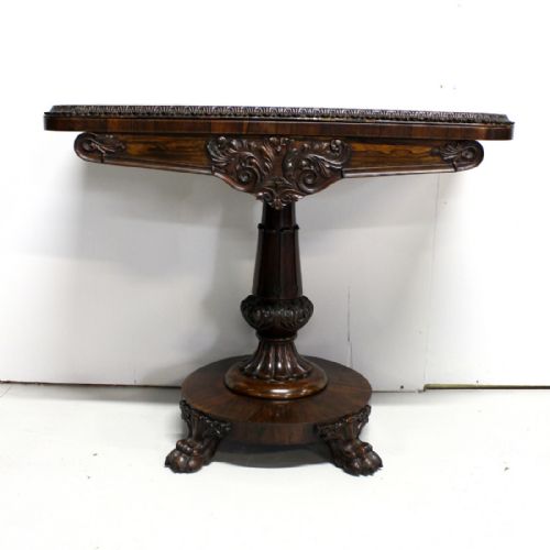 A Beautiful Carved William IV Rosewood Card Table
