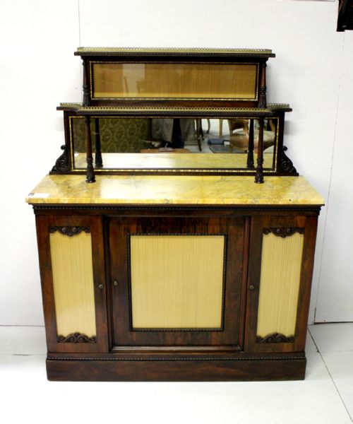 A Quality Regency Rosewood Marble Top Chiffonier
