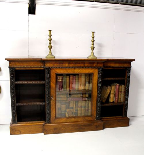 A Very Good Victorian Burr Walnut Open Bookcase