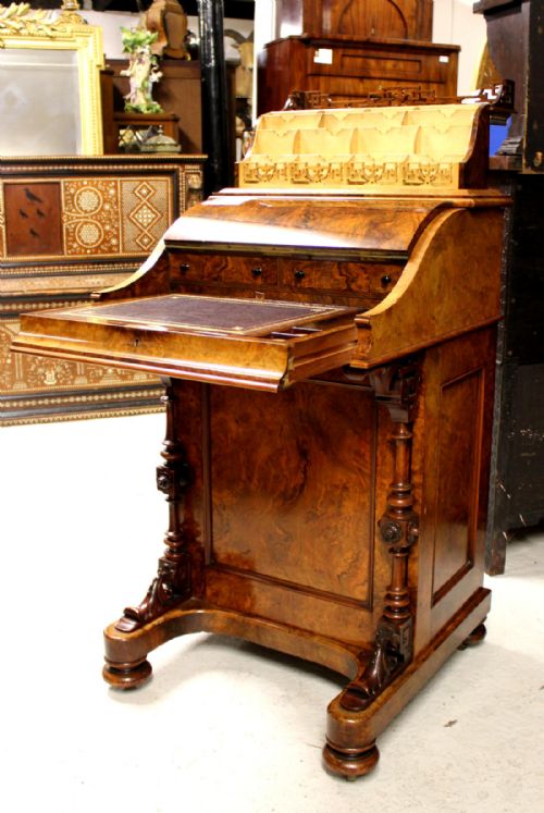 A Very Fine Quality Victorian Burr Walnut Davenport Desk