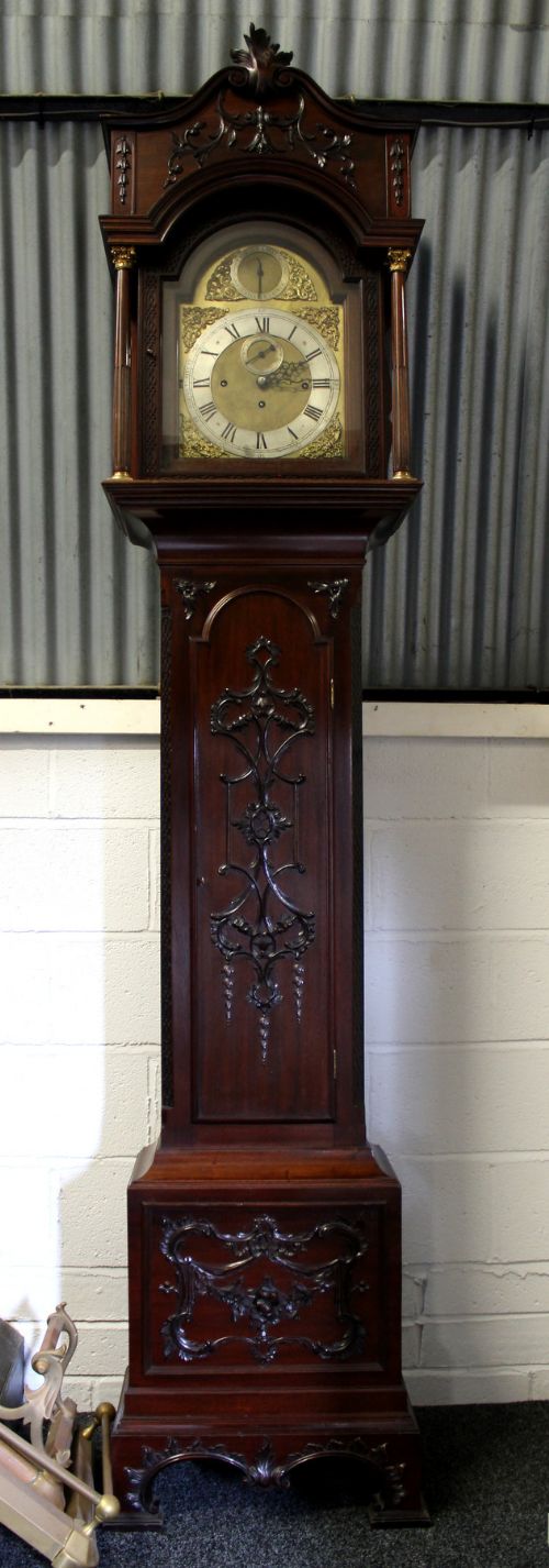 A Very Good Quality Chippendale Style Mahogany Grandfather Clock
