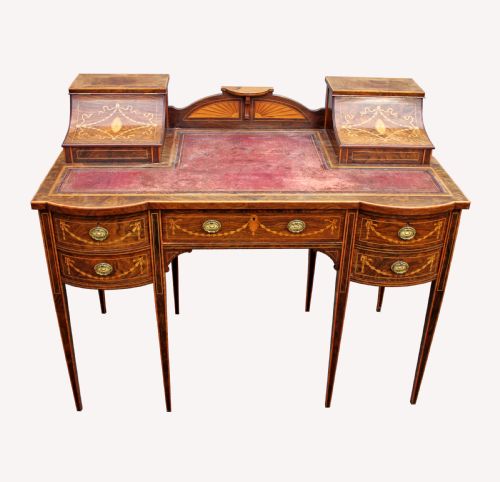 A Lovely English Rosewood & Satinwood Marquetry Inlaid Writing Desk