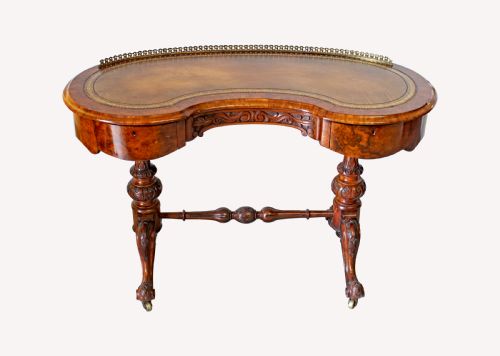 A Beautiful Quality Burr Walnut Kidney Shaped Writing Desk