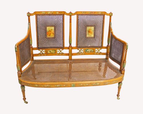 A Very Beautiful Satinwood Painted Settee