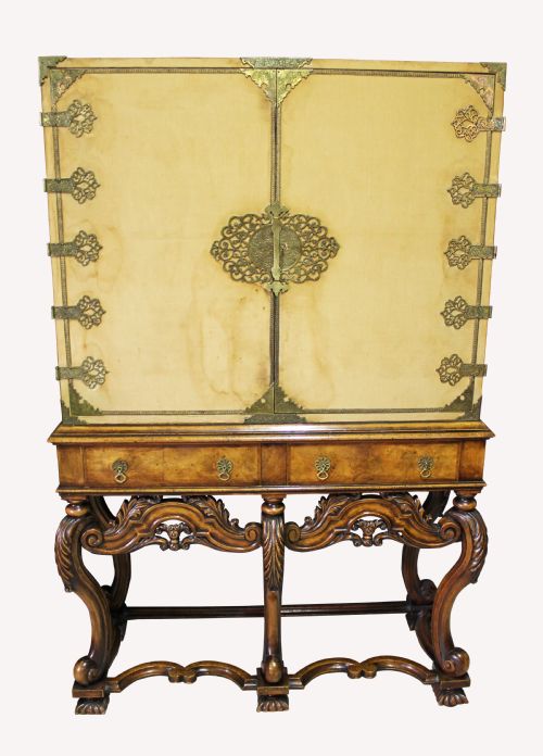 A Very Good Quality Burr Walnut William and Mary Style Cabinet on Stand