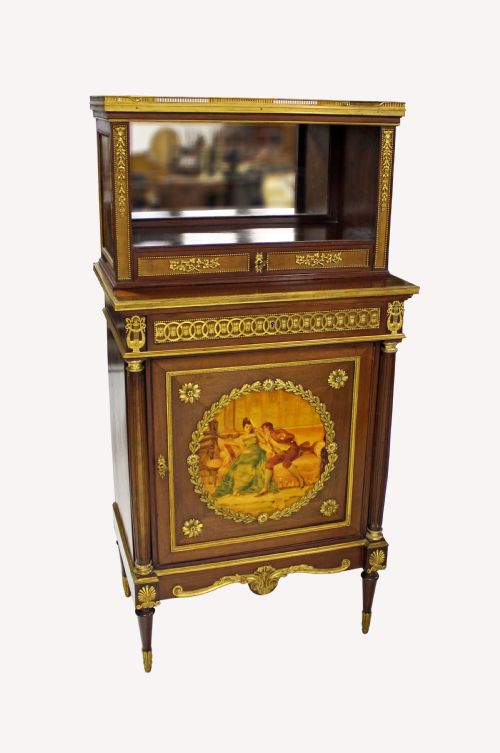 A Very Fine Quality French Ormolu Mounted Cabinet with Painted Panel