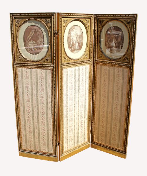 A Carved Three Fold Gilt Wood Screen