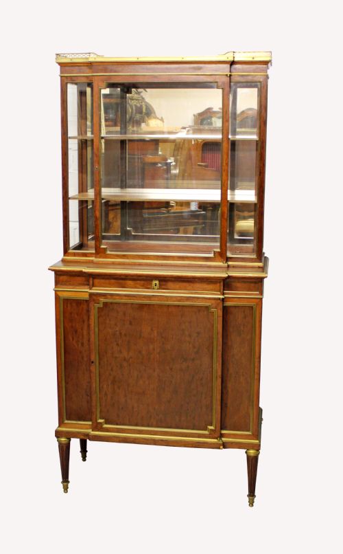 A French Empire Vitrine Cabinet in Plum Pudding Mahogany