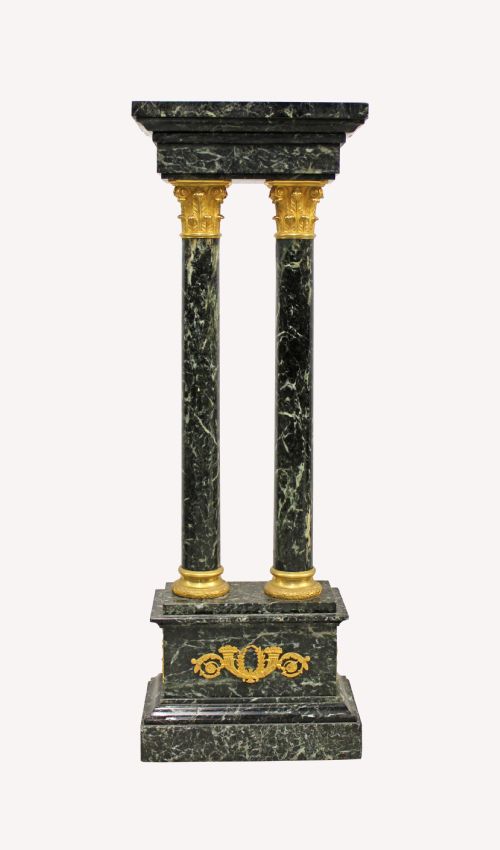 A Fantastic French Vert De Maurin Marble Pedestal Stand with Gilt Bronze Mounts