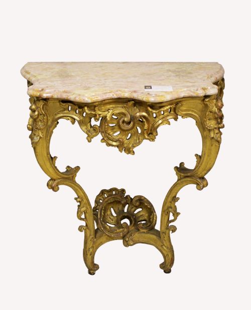 A Beautiful Marble Top Gilt Console Table