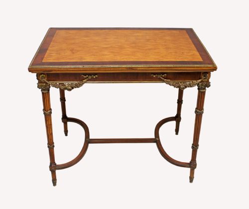 A French Kingwood and Parquetry Card Table in the Manner of E.kahn