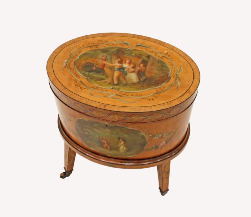 A Beautiful Satinwood Painted Wine Cooler
