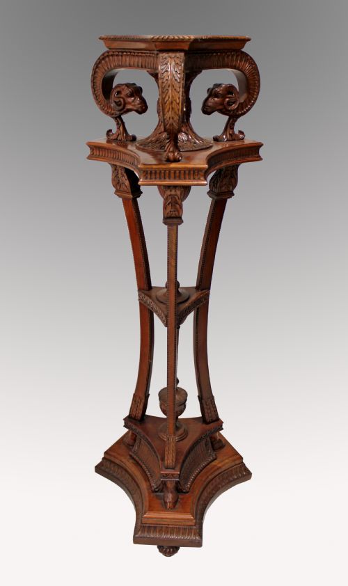 A Beautiful Edwardian Carved Mahogany Torchiere Stand