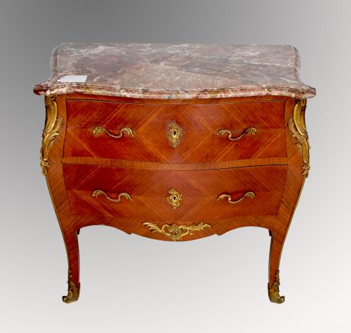 A Beautiful French Marble Top Kingwood Commode Chest