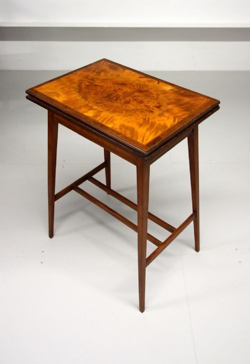 A VERY PRETTY SATINWOOD INLAID CARD TABLE - ADDITIONAL PHOTO 1