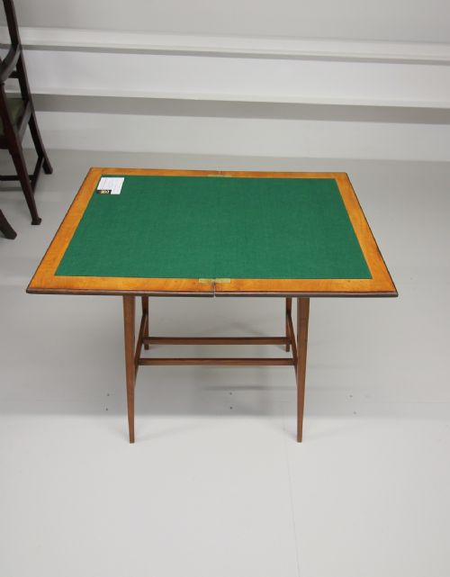 A VERY PRETTY SATINWOOD INLAID CARD TABLE - ADDITIONAL PHOTO 4