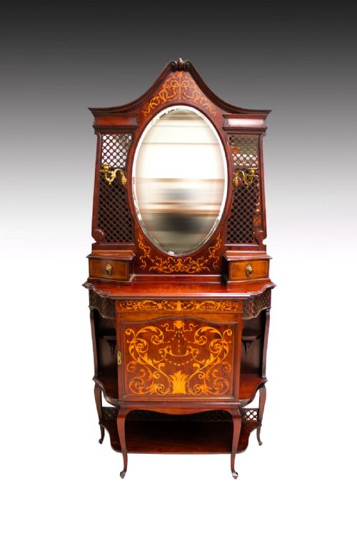 A Beautiful Quality Mahogany and Marquetry Inlaid Chiffonier Cabinet