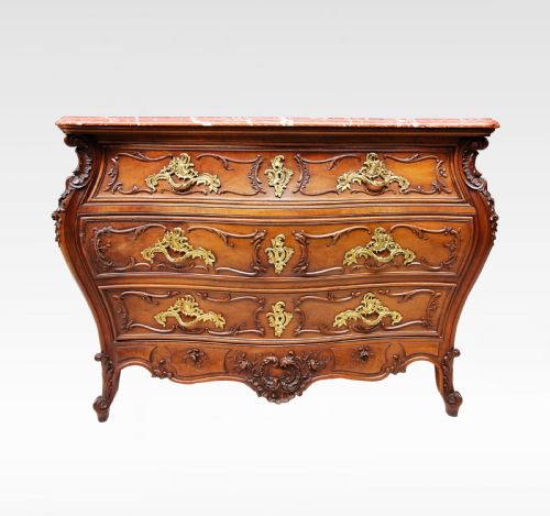 A Very Pretty and Decorative French Mahogany Marble Top Commode / Chest