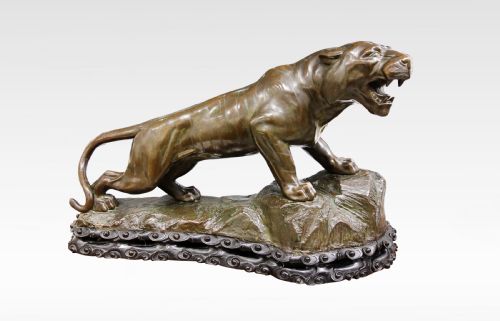 A Rare Sized Large Meiji Bronze Tiger
