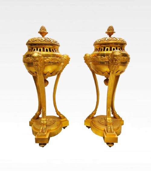 A Pair of 19th Century French Gilt Bronze Cassolettes