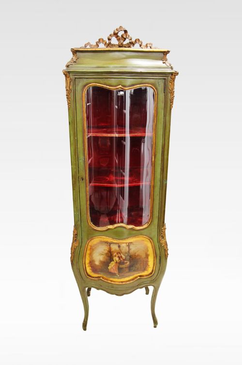 French Painted Vernis Martin Vitrine Cabinet